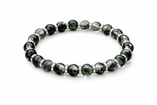 EXKLUSIV Prasiolith Quartz Armband 20cm Powerarmband 8mm RARITÄT 925 VERSILBERT