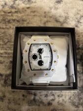 White Activa Activa Men’s White Analog Digital Watch Gold Tone Silicone Band