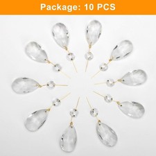 10Pcs Clear Crystal Teardrop Chandelier Prism Pendants Shiny Glass Crystals Bead