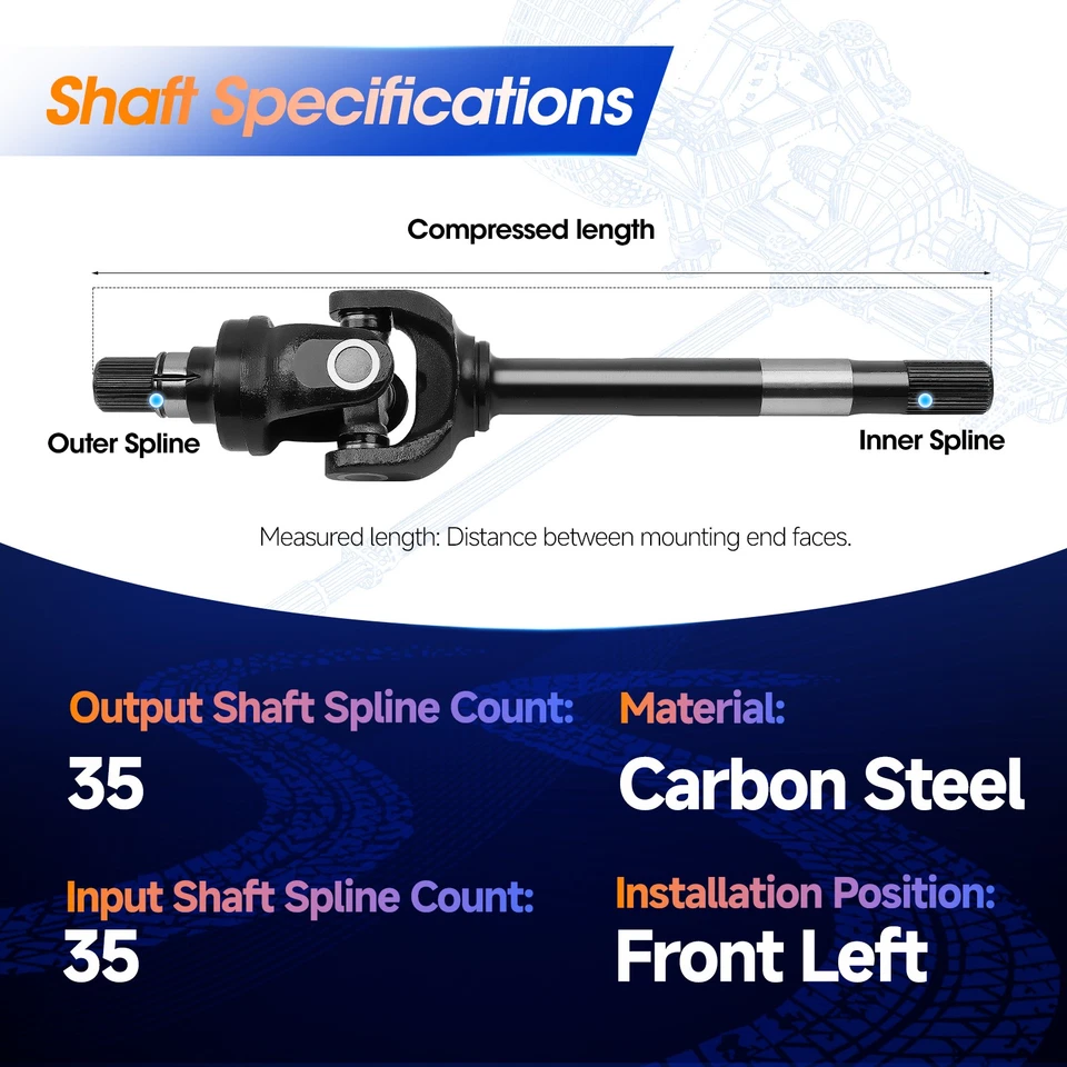 For Ford F-250 F-350 Super Duty Dana Super 60 2005-2012 Left Axle Shaft 10013781 - Image 2 of 4