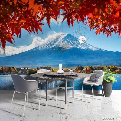 3D Autumn Mountain Fuji Lake Japan Self-adhesive Removeable Wallpaper Wall Mural