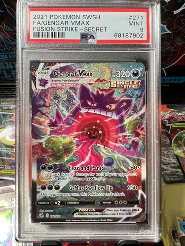 2021 Pokemon SWSH Fusion Strike Gengar VMAX Alternate Art 271/264 PSA 9