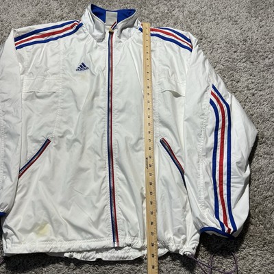 Vintage Adidas France Soccer Track Jacket Mens XL White Y2k 90s