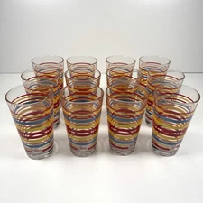 Libbey Fiestaware 16 Oz. Tumblers Set Of 12 Fiesta Multi Color Stripes