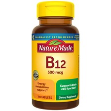 Nature Made Vitamin B12 500 mcg Tablets 100 Count Energy Metabolism Support