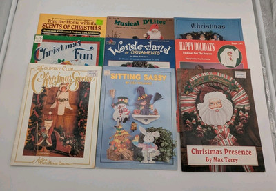 Lot of 9 Various Christmas Crafting Books. Wood, Sewing, Wreaths And More 