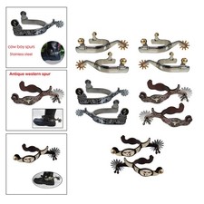 2 Stück Reitsporen aus Edelstahl, handgraviert, Western-Cowboy-  für