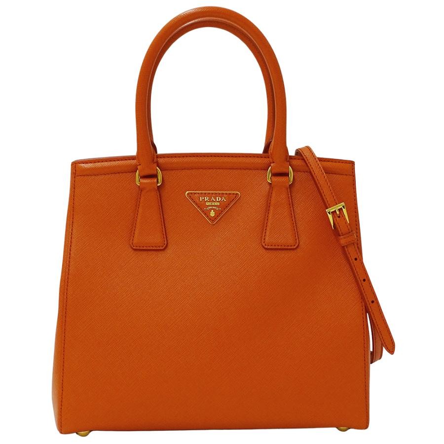 Prada Galleria Saffiano Leather Shoulder Bag in Orange with Logo