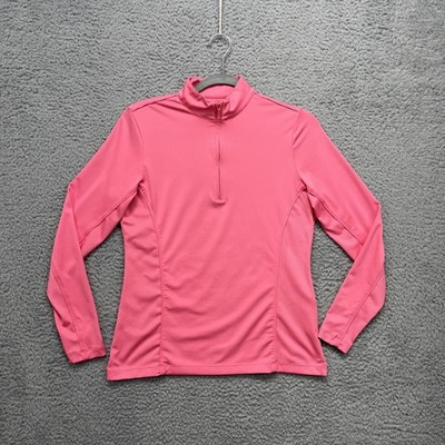 Peter Millar Pullover Womens Small Pink E4 Wicking UPF 50 Quarter Zip Golf Top