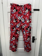 Disney Mickey Mouse Women s XL Red Christmas Pajama Pants Holiday Snowflake
