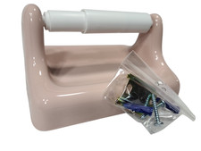 Vintage Pink Ceramic TP Toilet Paper Holder Screw in Drywall Mid Century Modern
