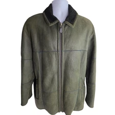 Robert Talbot Leather Shearling Sheepskin B-3 Bomber Aviator Flight Jacket L XL