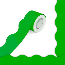 60 Feet Bulletin Board Borders, Pure Green Scalloped Rolled Border Trim Board Bo