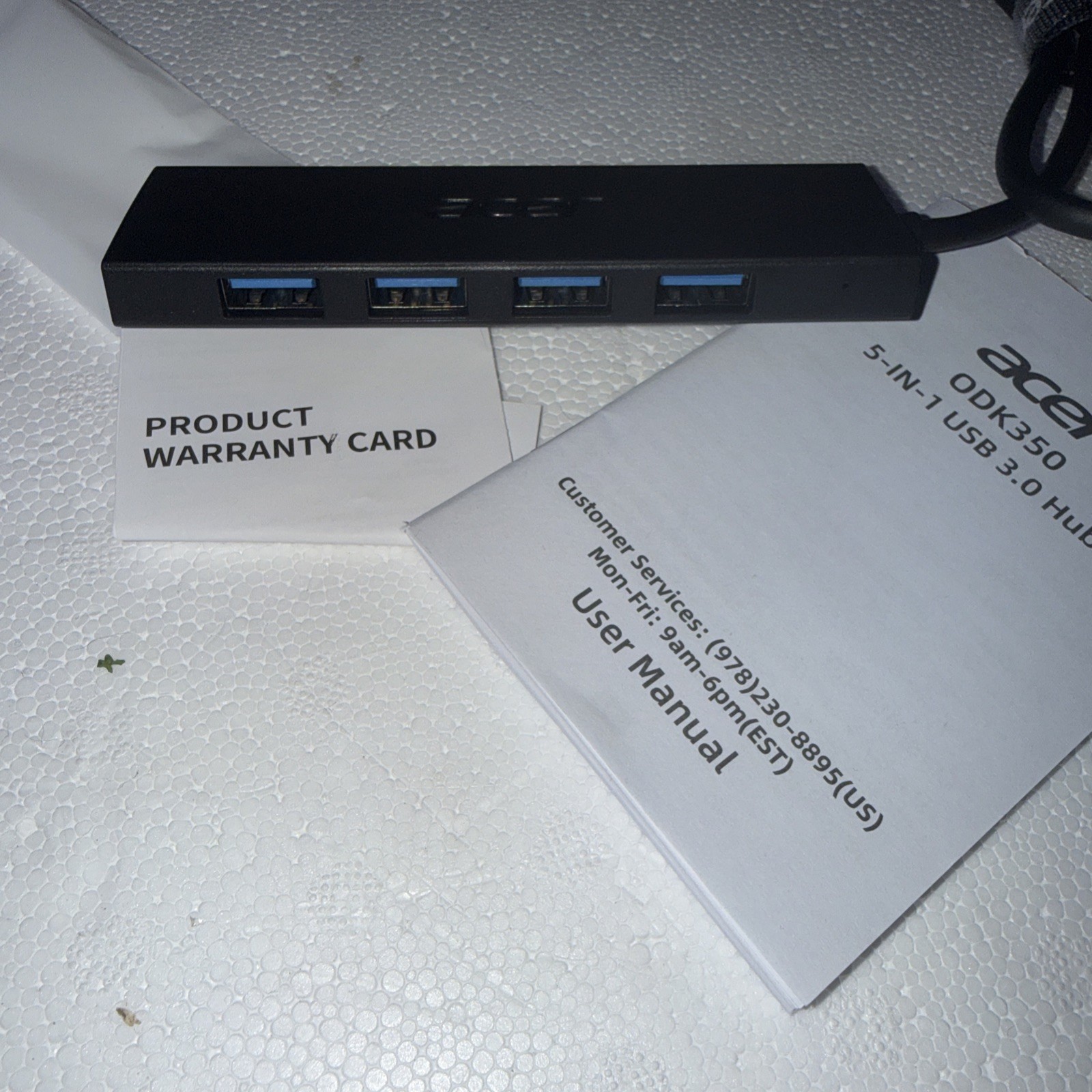 Acer 5-in-1 USB 3.0 Hub 4 Ports + USB-A + Powered Type-C Port Adapter ODK350