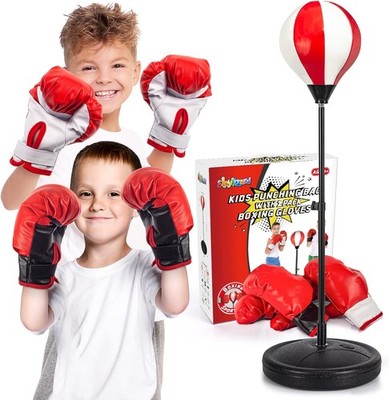Kids Punching Bag Set with 2 Boxing Gloves, Adjustable Stand, Gifts for Boys... 