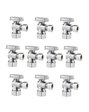 VEVOR 10-Pack Angle Stop Valve, 1/4 Turn Water Shut Off Valves, 1/2" Nominal (5/