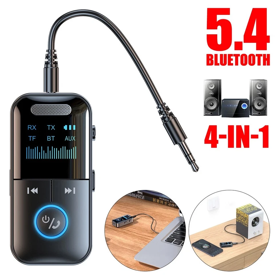 4In1 Bluetooth Audio Adapter Wireless Receiver Transmitter MP3 Player 3.5mm Aux - Image 2 of 4