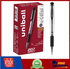 Uniball Signo 207 Impact Stick Gel Pen, 12 Black Pens, 1.0mm Bold Point Gel Pens