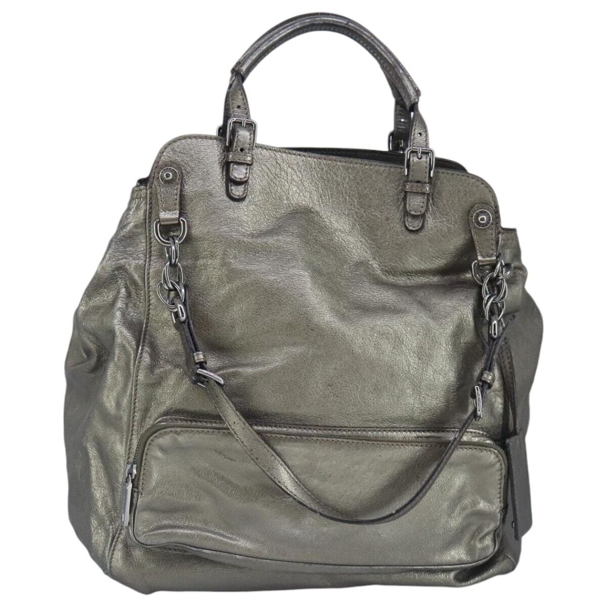 DOLCE&GABBANA Hand Bag Leather Silver Auth bs19392 | eBay