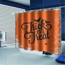 Orange Bats Spiders Word 3D Shower Curtain Waterproof Fabric Bathroom Decoration