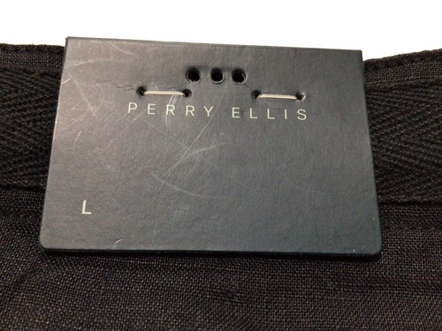 Perry Ellis Herren Freizeit Leinenhose Größe Large schwarz Taschen flach vorne neu - Bild 9 von 10