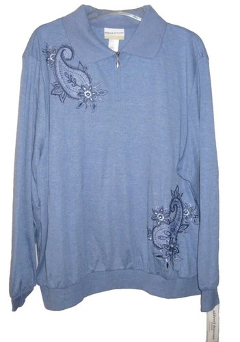 Alfred Dunner Top Pullover Sz PXL Relax & Enjoy Long Sleeve Blue Knit Nwt