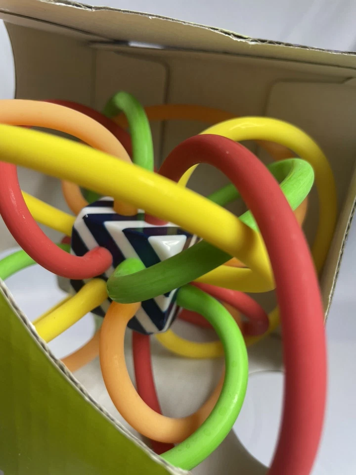 Manhattan Toy Winkel Rattle & Sensory Teether Toy Yellow/Green/Orange/Red - Image 3 of 4