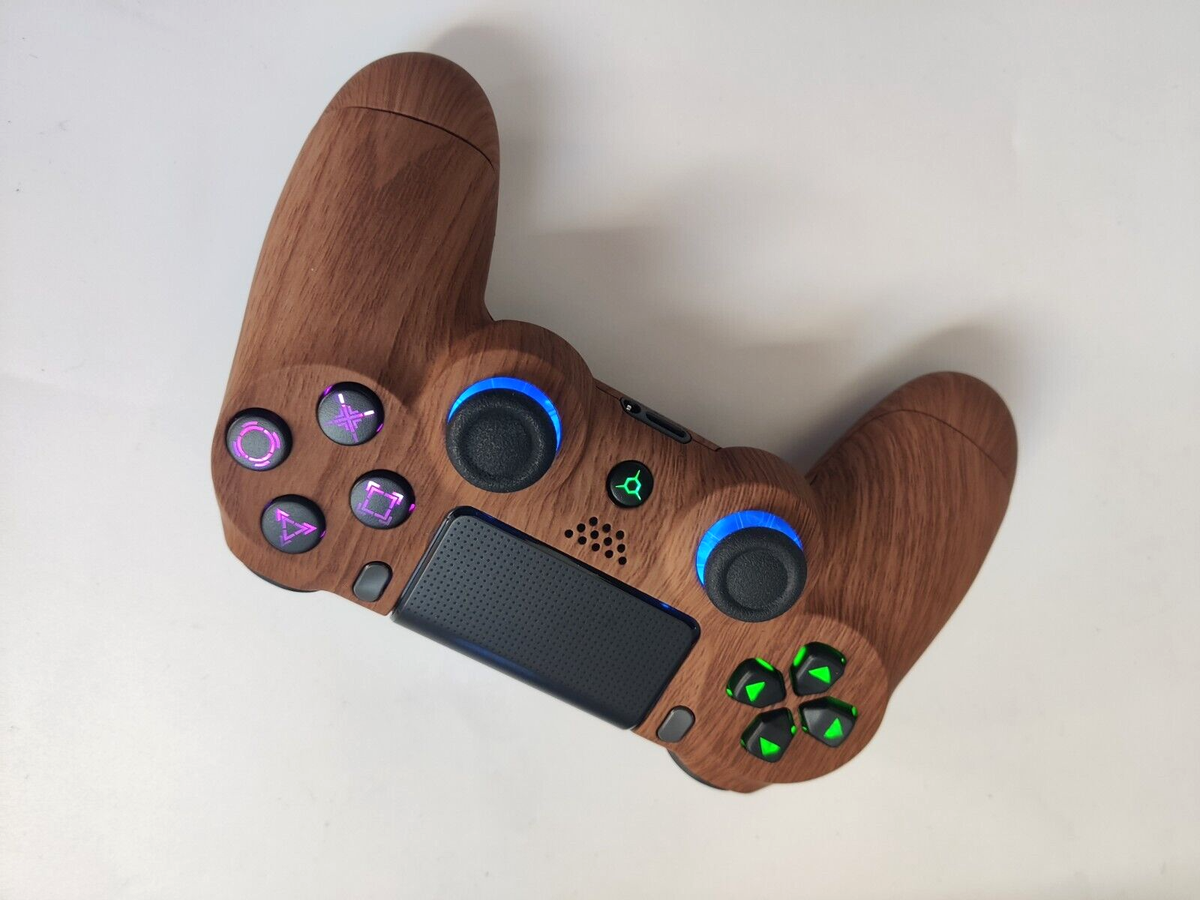 Custom Wooden Shell PS4 Controller with 10 Vibrant Color Options