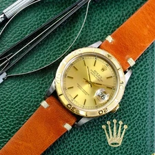 Rolex Datejust Champagne 16263 Dial 36mm 18K YG Thunderbird Rotating Bezel