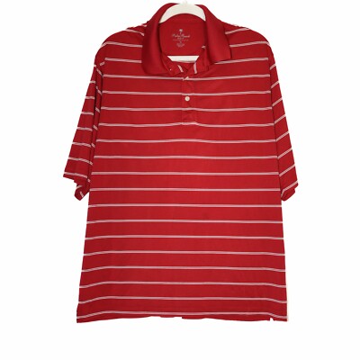 Palm Beach Men Red White Golf Polo Shirt Casual Collared Button Short  Sleeve XL