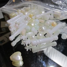 Assorted Shades of White Craft Plastic and Glass Beads 94 lot