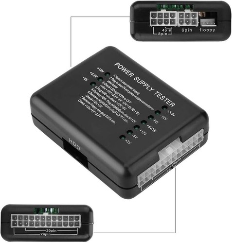 Tester zasilania z wieloma złączami z zielonymi diodami LED do diagnostyki komputerowej - Zdjęcie 5 z 12