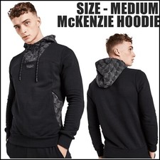Mens McKenzie Hoodie Size Medium 1/4 Zip Up Front Black £50 Tag Top Sport NEW