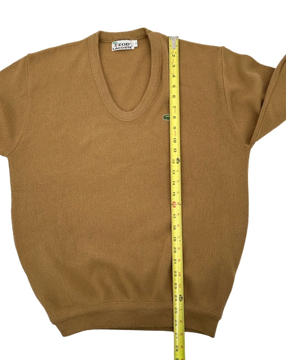 Vintage IZOD Lacoste Sweater Mens L Mocha Brown V-Neck Pullover
