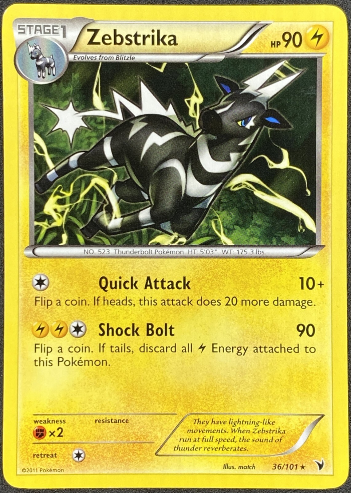 Pokémon Zebstrika 36/101 NVI Noble Victories LP