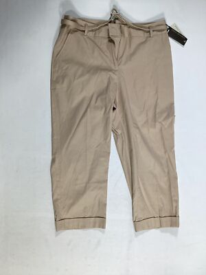 Womens Josephine Chaus Sand Dune Cotton Beige Capri Pants Size 8 NEW