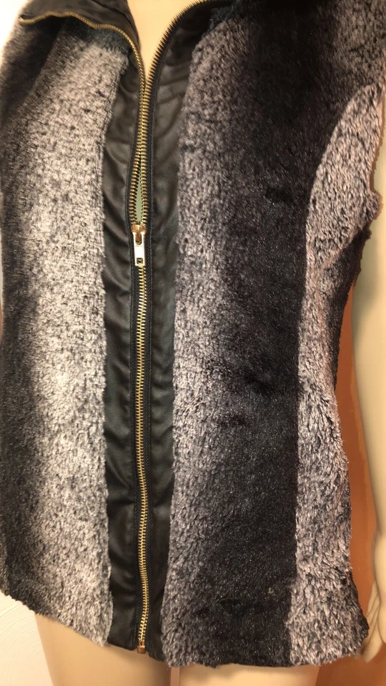 Chaleco Lexi York Gris Negro Imitación Piel Talla M Foto 4 de 4