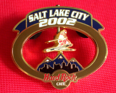 HRC Hard Rock Cafe Salt Lake City Olympic Games 2002 Spinning Skiing Logo LE1000