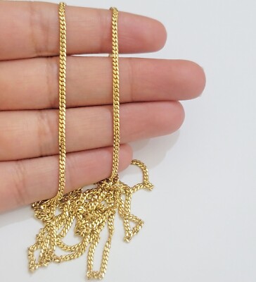 Solid 18k Yellow Gold Necklace Chain Miami Cuban Link 2mm 18