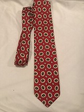 Lands End Mens Neck Tie Regular Red With Flowers Made In The USA