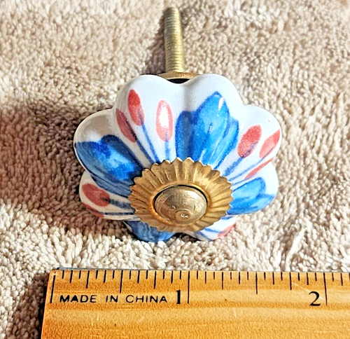 3 Pc Ceramic Handpainted Kitchen Cabinet Dresser Drawer Wardrobe Door Knob Pulls - Picture 5 of 6