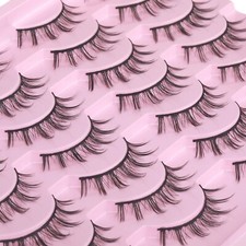 14 Pairs Manga Style Look False Eyelashes 12mm Faux 3D Mink Lashes Fluffy Wispy