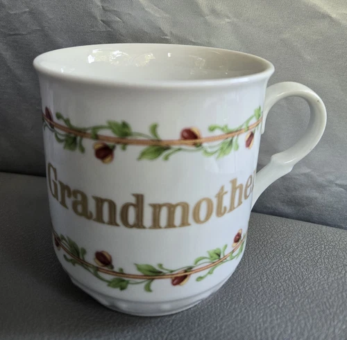  Vintage House of Goebel Bavaria Coffee Cup Grandmother Mug Green Gold Flowers