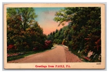Generic Scenic Greetings Country Road Paoli Pennsylvania UNP  Linen Postcard O24