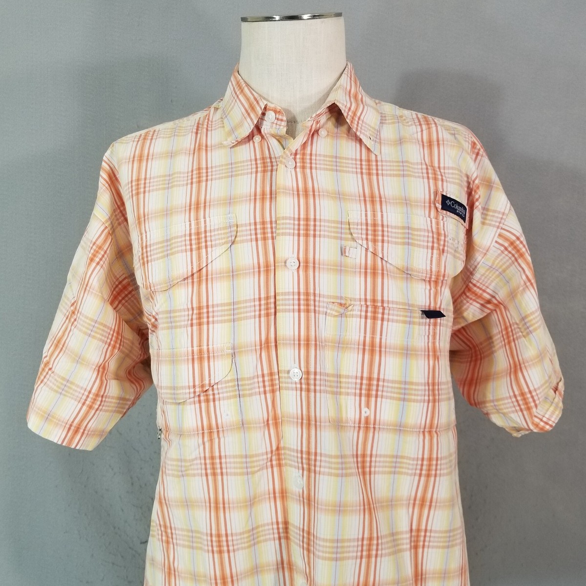Chemise Columbia PFG Homme - Orange - Taille L - Manches Courtes - État Correct