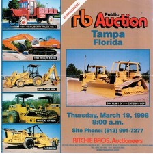 Vintage Ritchie Bros Construction Auction Flyer March 1998 Tampa Florida