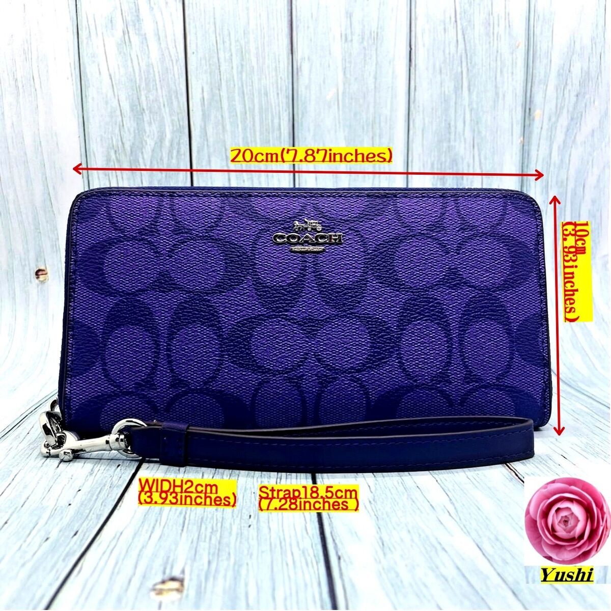COACH C4452 Sports Purple Signature Long Zip Wallet with COACH C4452 Sports Purple Signature Long Zip Wallet with