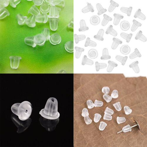 200 rubber earnuts earring nuts findings earring backs clear plastic dewsupplies - Picture 4 of 12