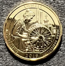 2019 S 24K GOLD PLATED LOWELL (MASSACHUSETTS) ATB QUARTER