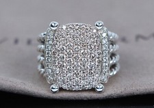 2,950 David Yurman Sterling Silver Round Pave Diamond 16x12 Wheaton Ring 5